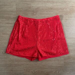 Red Sequin Women's Shorts
